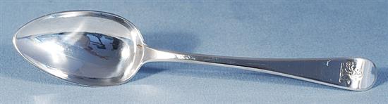 A set of six George III silver Old English pattern table spoons, Length 217 mm, weight 13.6oz/423 grms